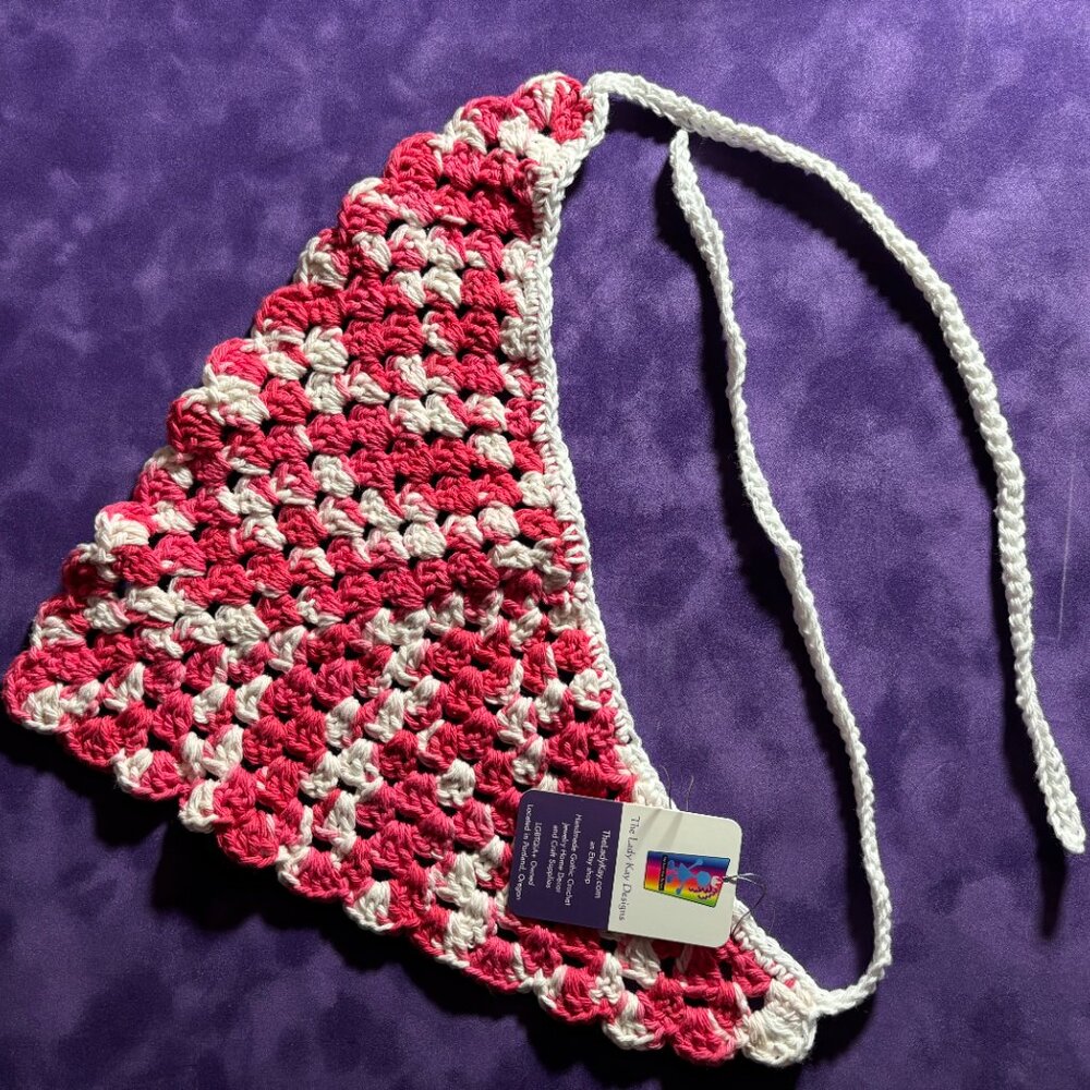 Bandana Kerchief Hand Crocheted 100% Cotton Yarn